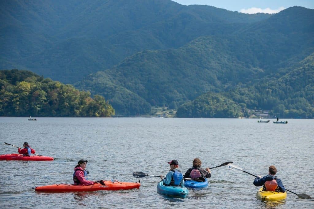 kayaking on Lake Nojiri 