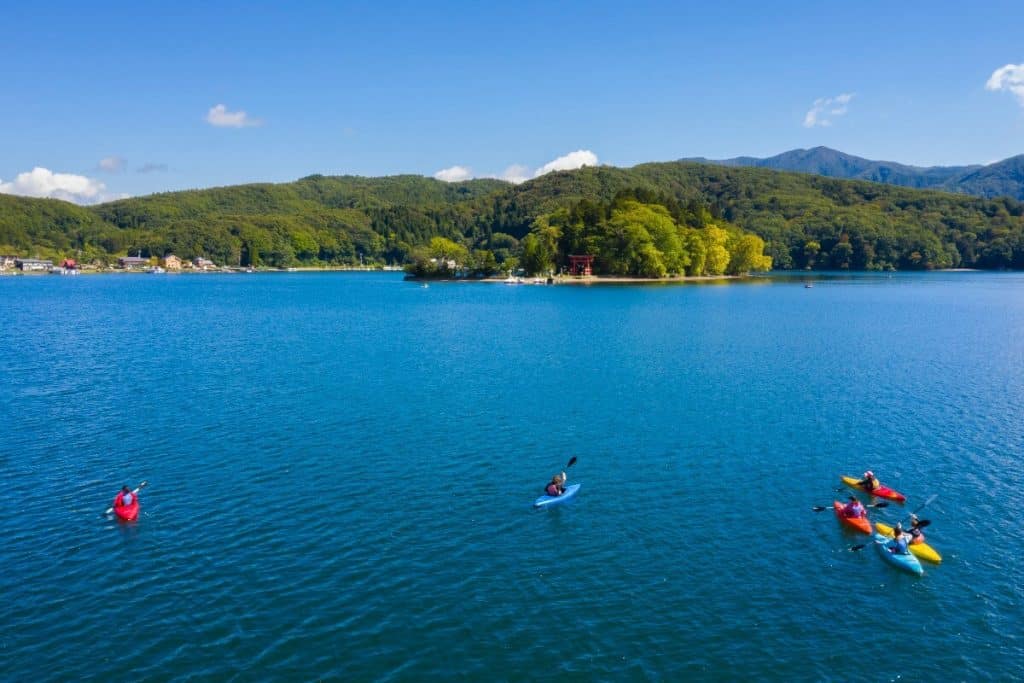 kayaking on Lake Nojiri 